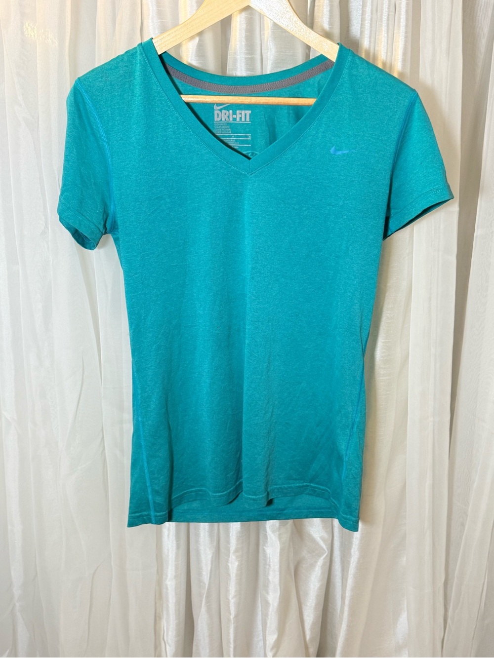Nike Teal V‑Neck Dri‑FIT Short Sleeve Tee